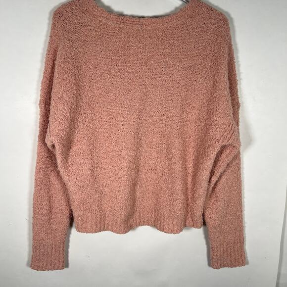 Free People Finders Keepers V Neck Sweater S Peach Long Sleeve Pullover Grunge - Picture 4 of 10